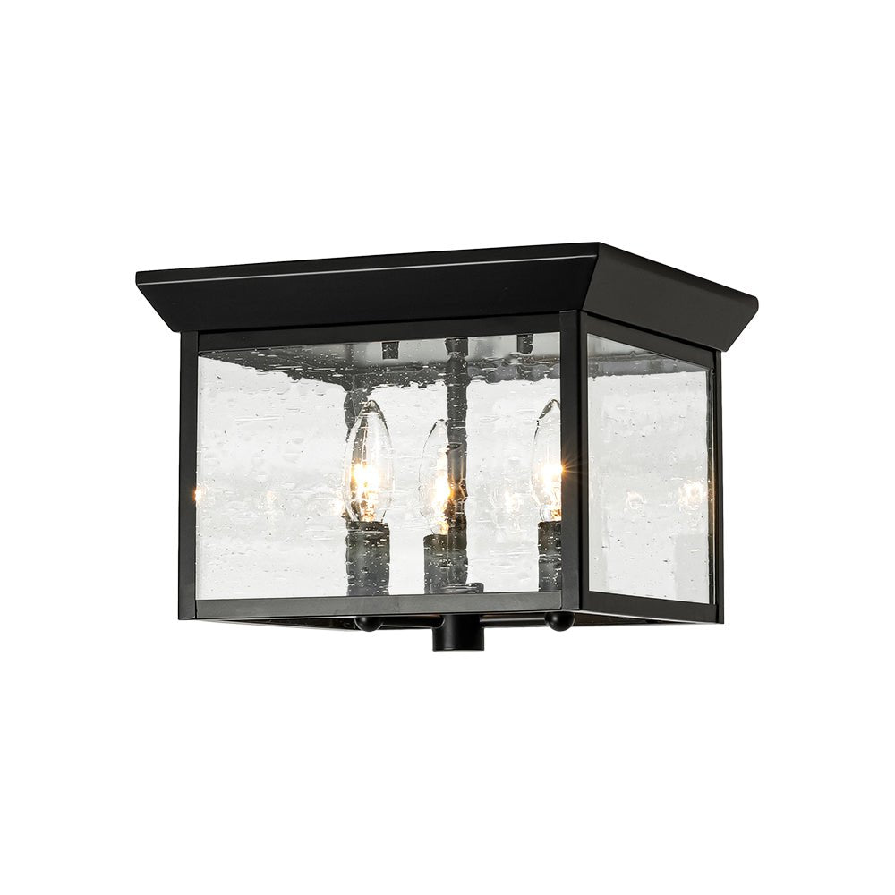Caeluvyx Seeded Square Black Clear Glass Ceiling Light