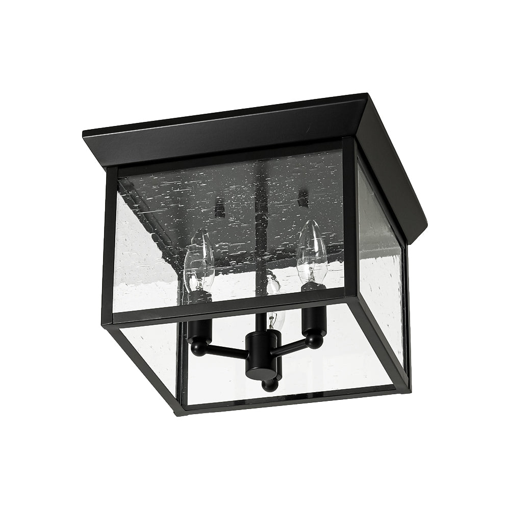 Caeluvyx Seeded Square Black Clear Glass Ceiling Light