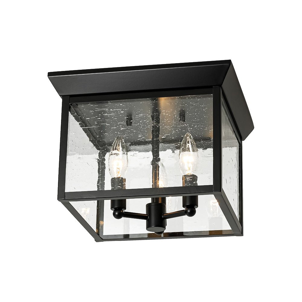 Caeluvyx Seeded Square Black Clear Glass Ceiling Light