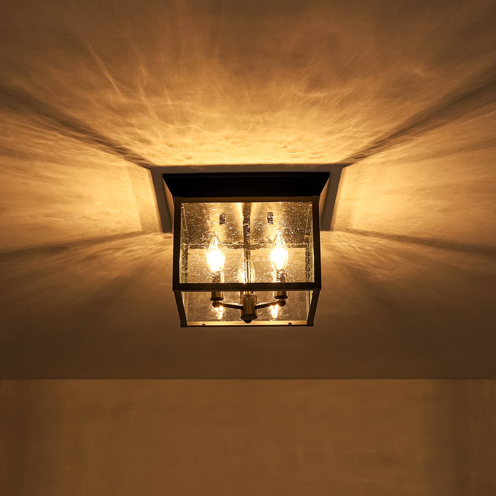 Caeluvyx Seeded Square Black Clear Glass Ceiling Light