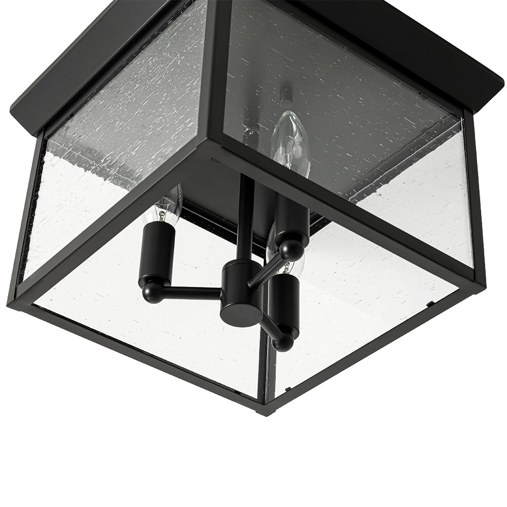 Caeluvyx Seeded Square Black Clear Glass Ceiling Light
