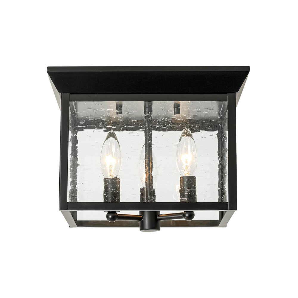 Caeluvyx Seeded Square Black Clear Glass Ceiling Light