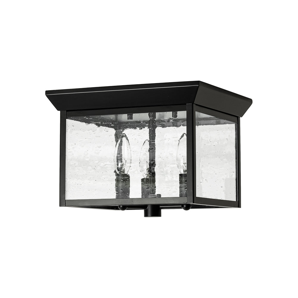 Caeluvyx Seeded Square Black Clear Glass Ceiling Light