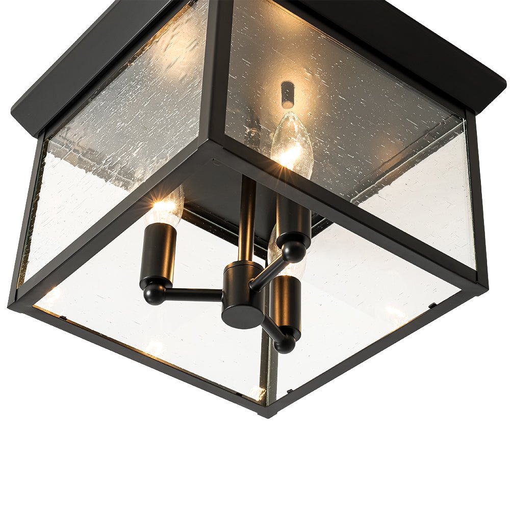 Caeluvyx Seeded Square Black Clear Glass Ceiling Light