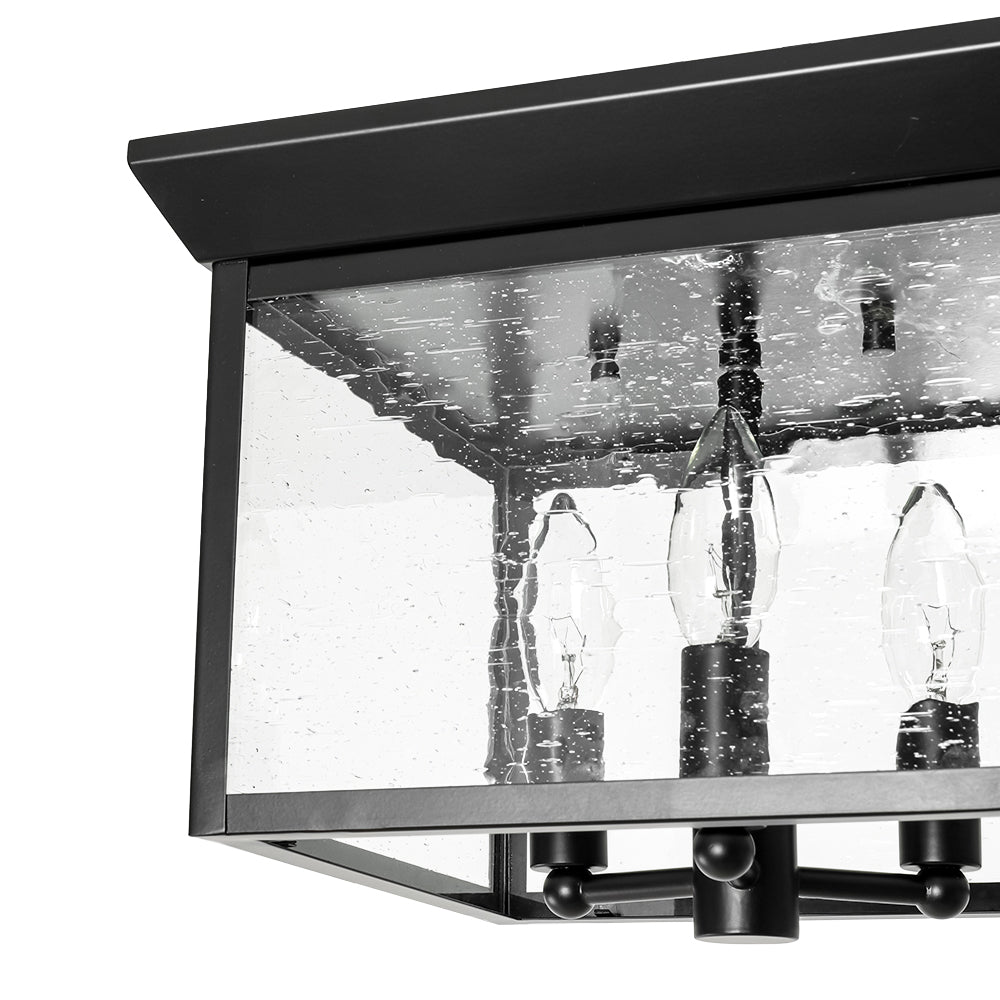 Caeluvyx Seeded Square Black Clear Glass Ceiling Light