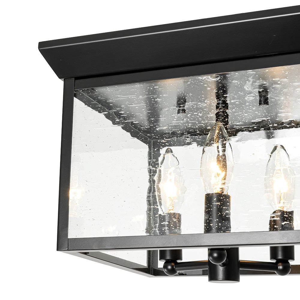 Caeluvyx Seeded Square Black Clear Glass Ceiling Light