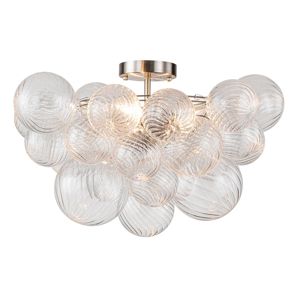 Brillia Modern Glass Bubble Semi Flush Chandelier