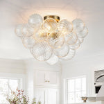 Brillia Modern Glass Bubble Semi Flush Chandelier
