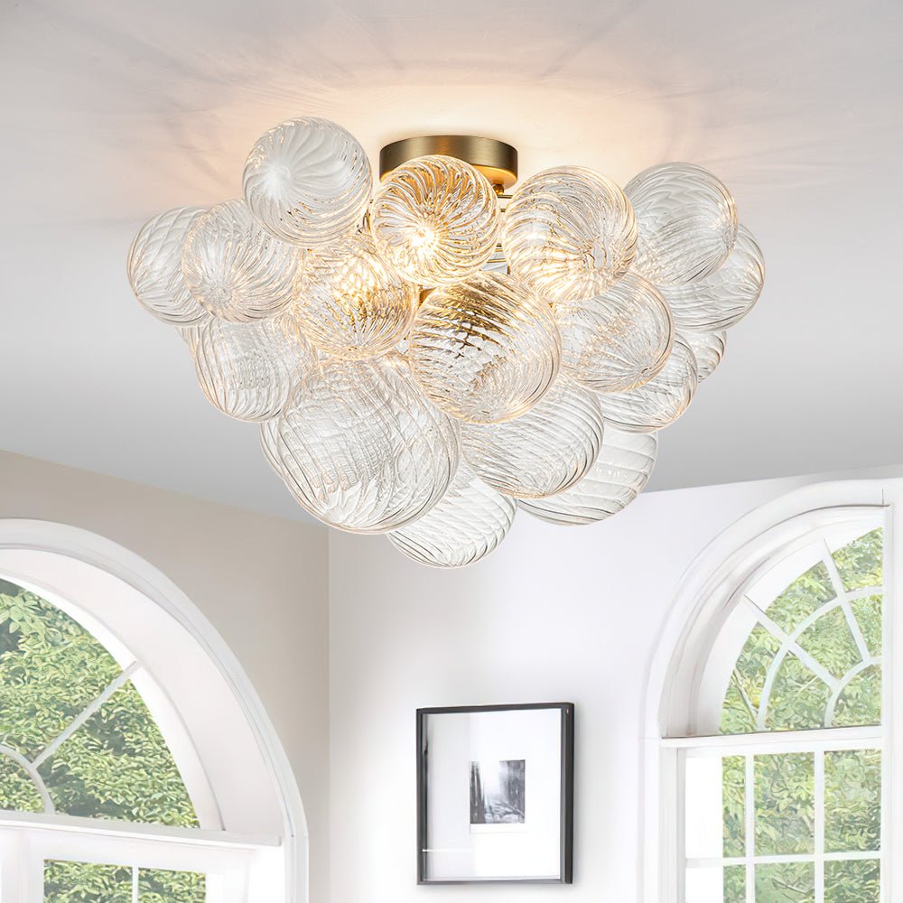 Brillia Modern Glass Bubble Semi Flush Chandelier