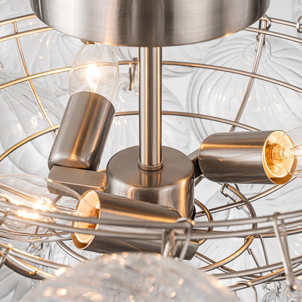 Brillia Modern Glass Bubble Semi Flush Chandelier