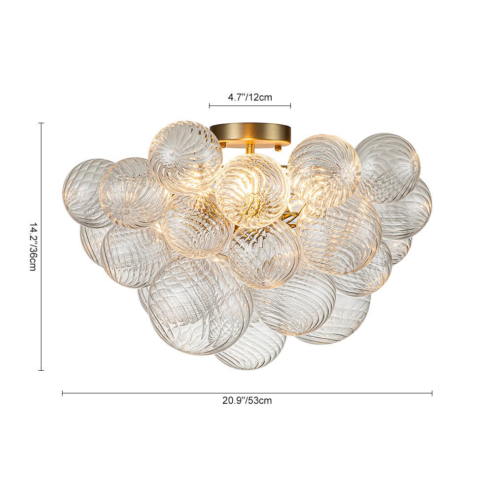 Brillia Modern Glass Bubble Semi Flush Chandelier