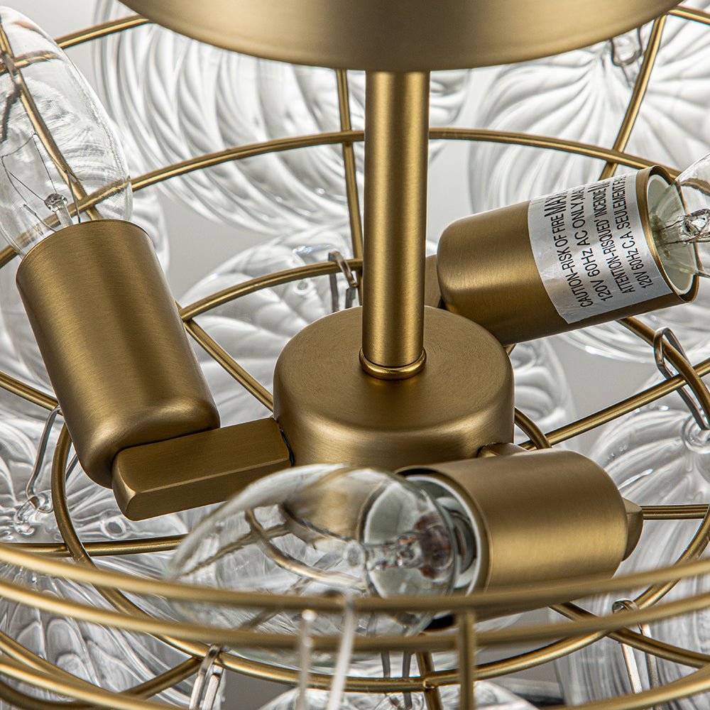 Brillia Modern Glass Bubble Semi Flush Chandelier