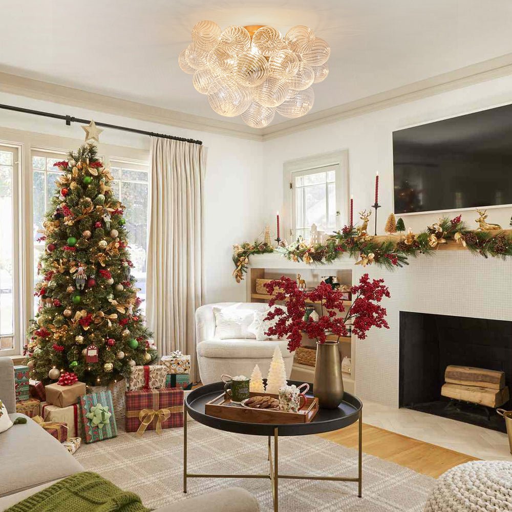 Brillia Modern Glass Bubble Semi Flush Chandelier