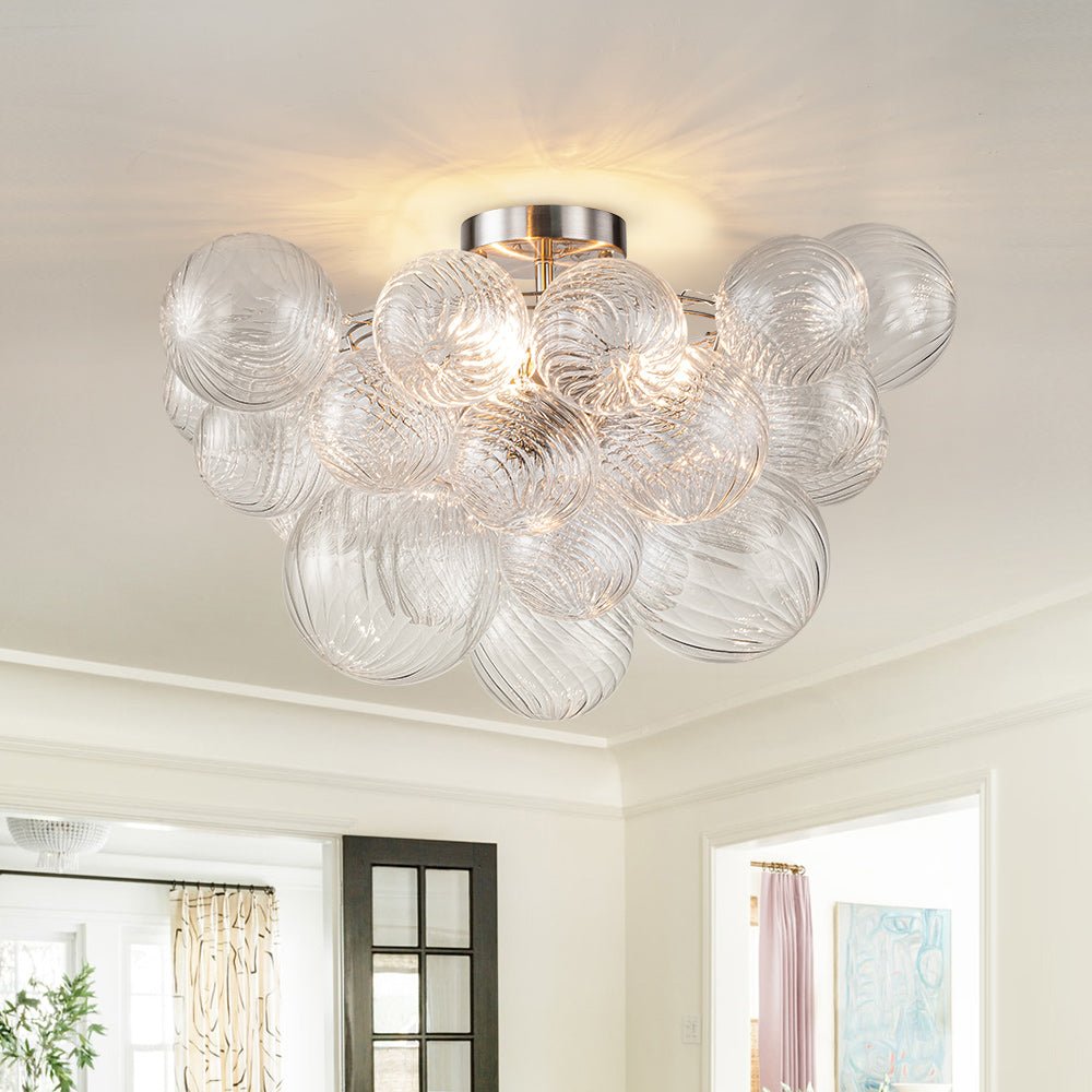 Brillia Modern Glass Bubble Semi Flush Chandelier