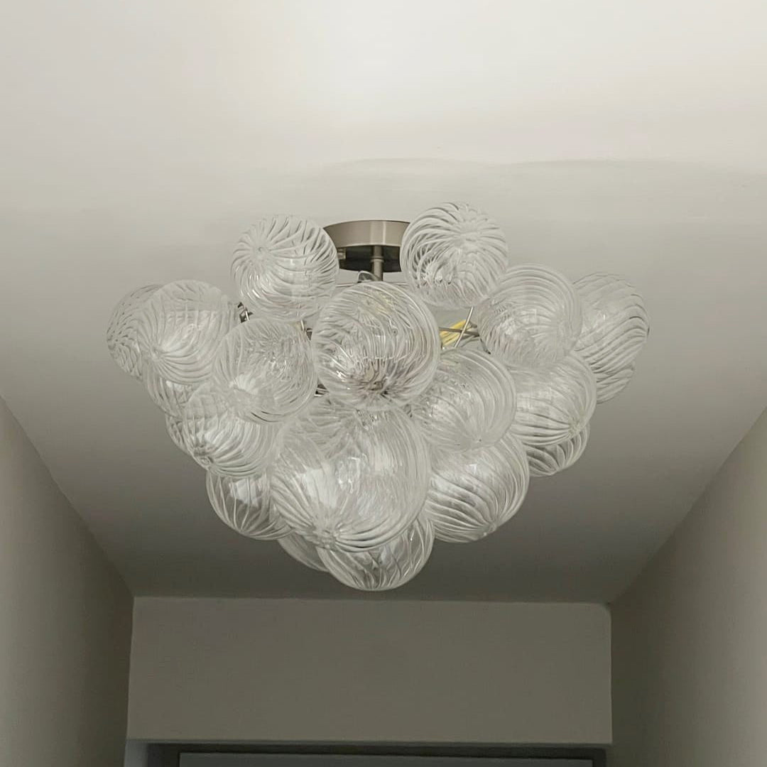 Brillia Modern Glass Bubble Semi Flush Chandelier
