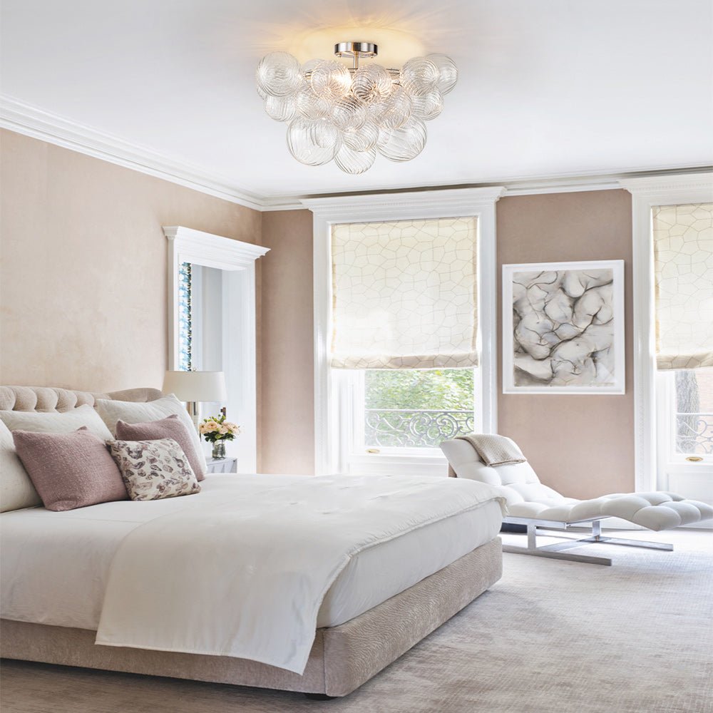 Brillia Modern Glass Bubble Semi Flush Chandelier