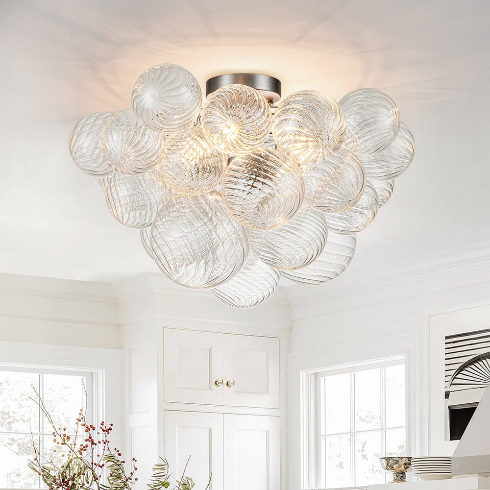 Brillia Modern Glass Bubble Semi Flush Chandelier