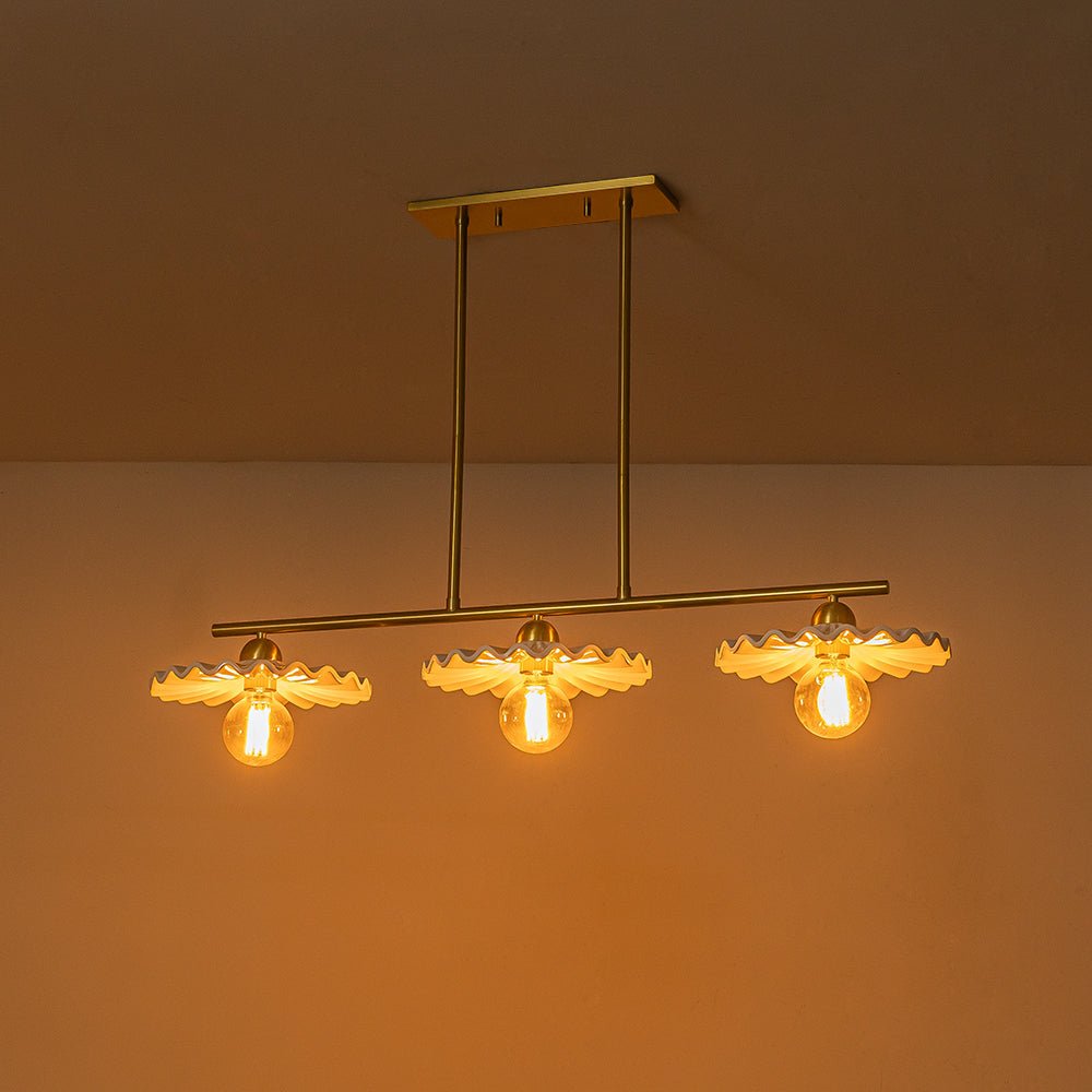 Glorulix Creamy Ceramic Linear Metal Pendant Light