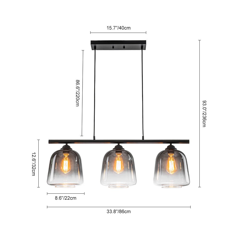 Ulfuvum Gradual Shade Linear Smoked Glass Pendant Light