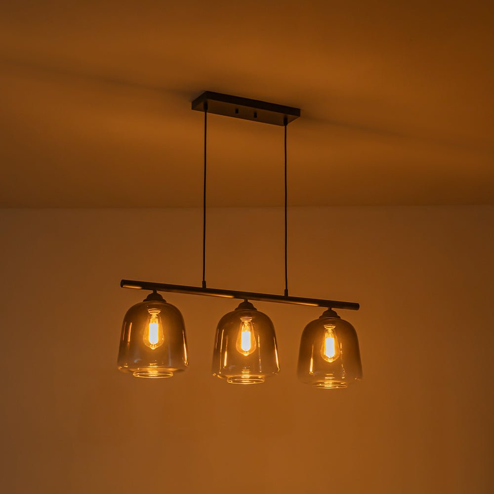 Ulfuvum Gradual Shade Linear Smoked Glass Pendant Light
