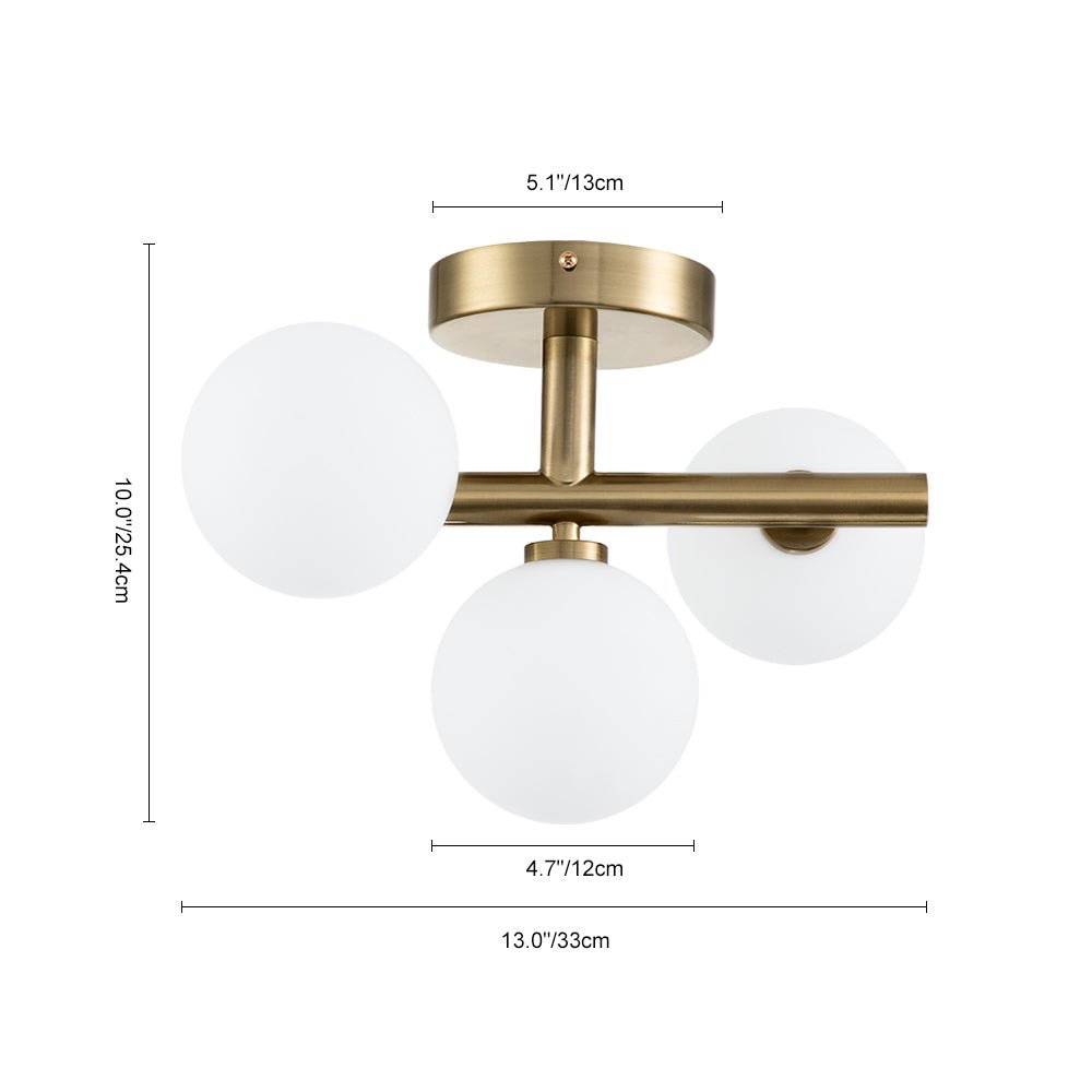 Nordvind Modern Opal Glass Semi Flush Mount Ceiling Light
