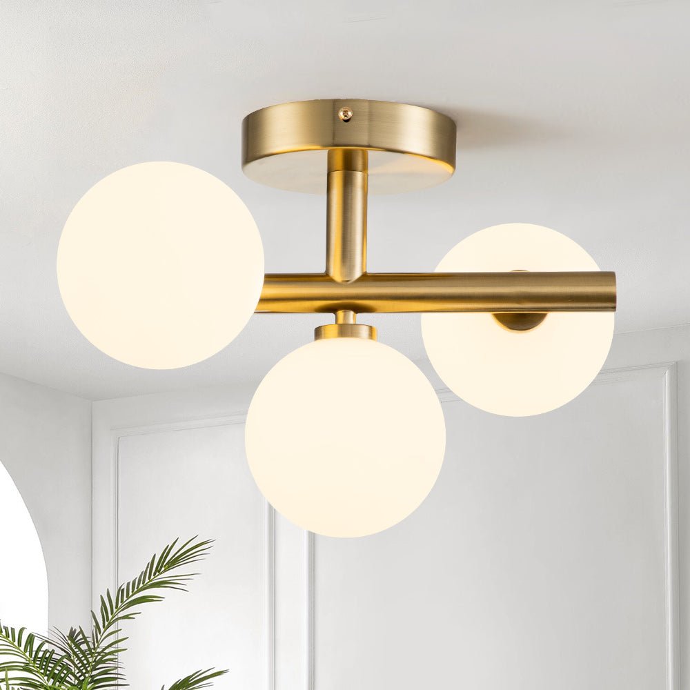 Nordvind Modern Opal Glass Semi Flush Mount Ceiling Light