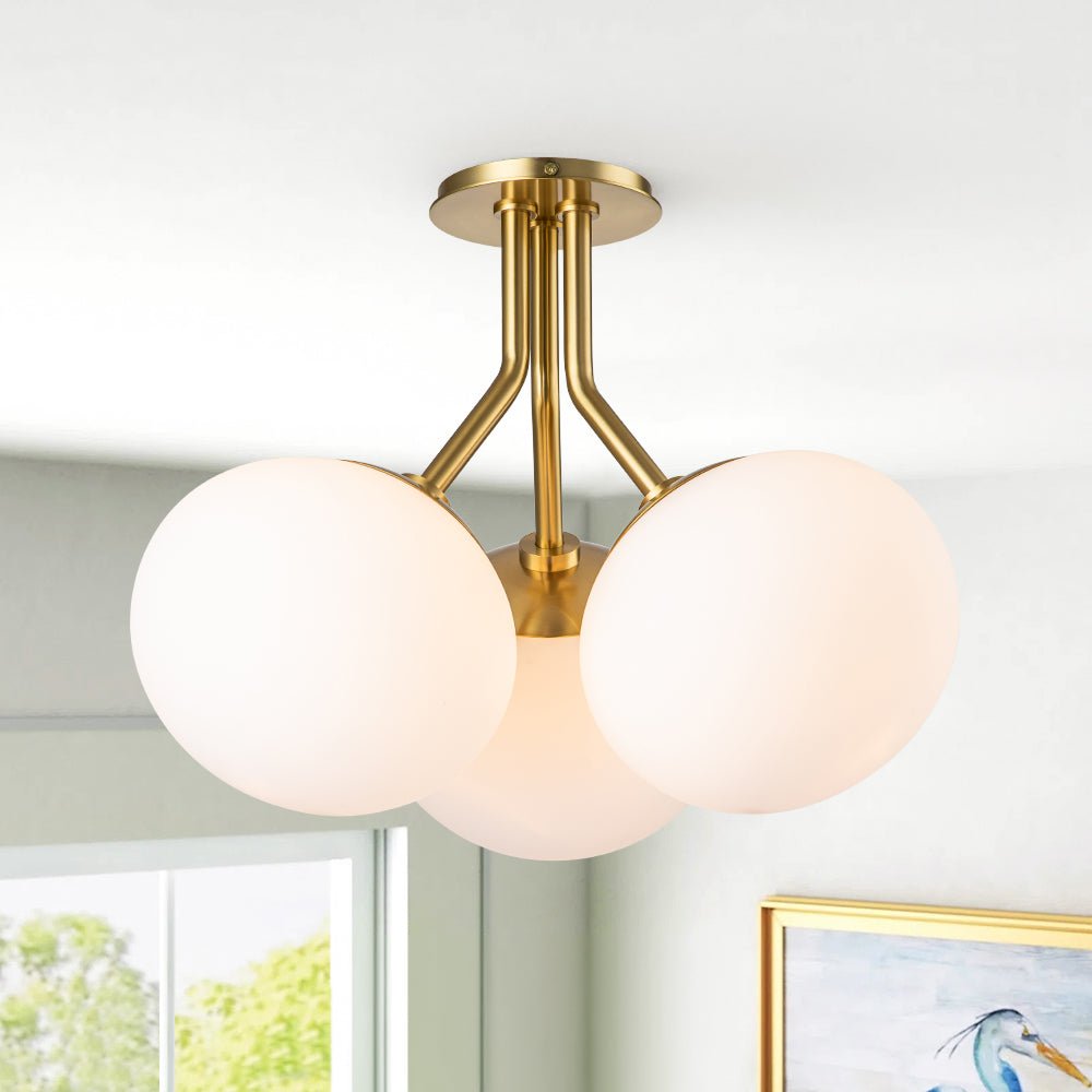 Ljomulix Modern Sphere Opal Glass Semi Flush Mount Light