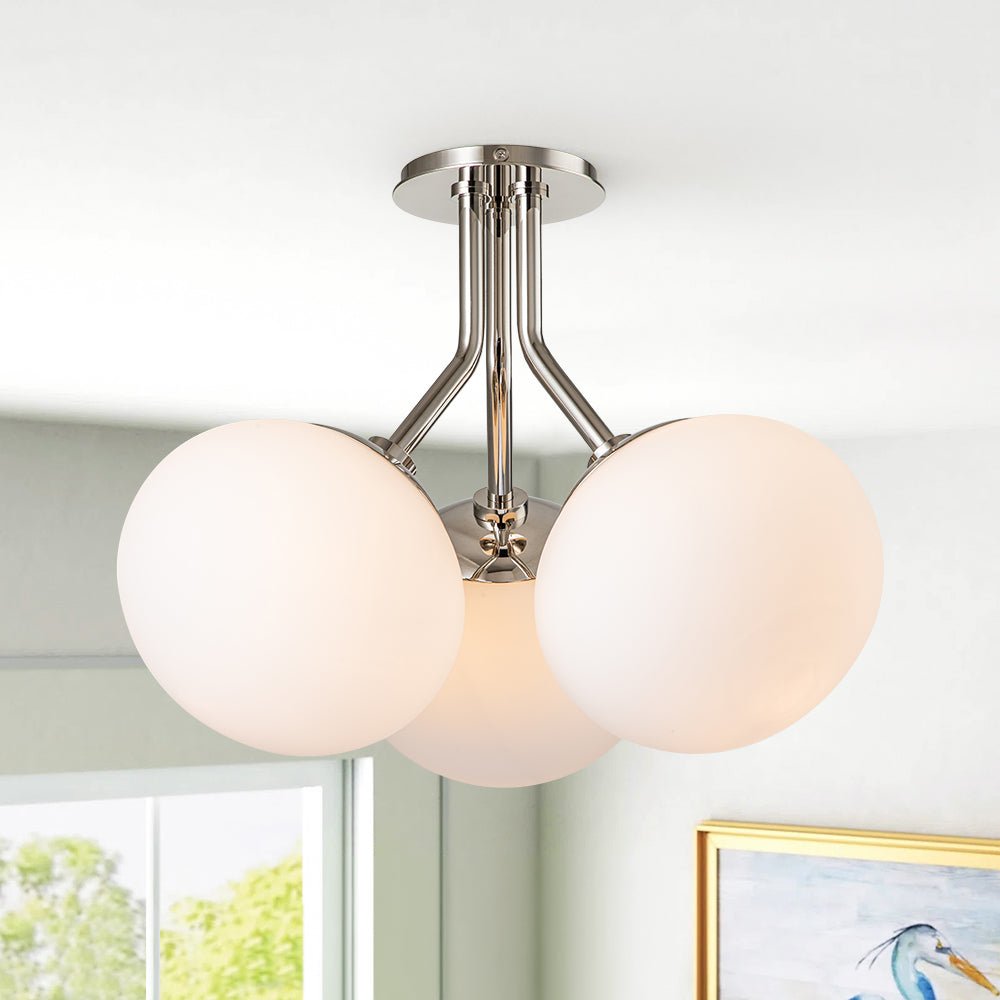 Ljomulix Modern Sphere Opal Glass Semi Flush Mount Light