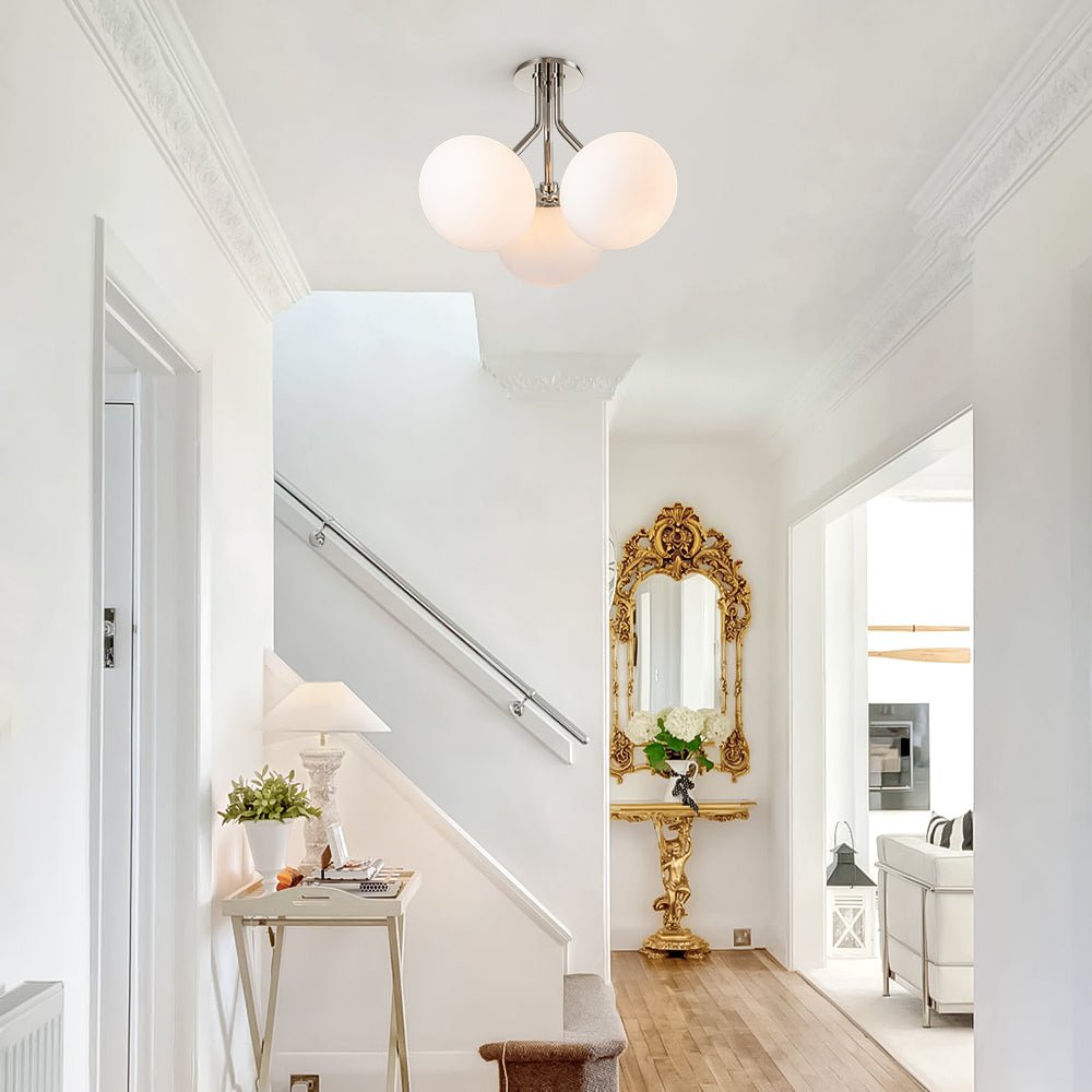Ljomulix Modern Sphere Opal Glass Semi Flush Mount Light