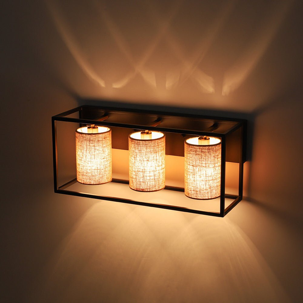 Plotuvum Rectangular Frame Linen Metal Wall Sconce