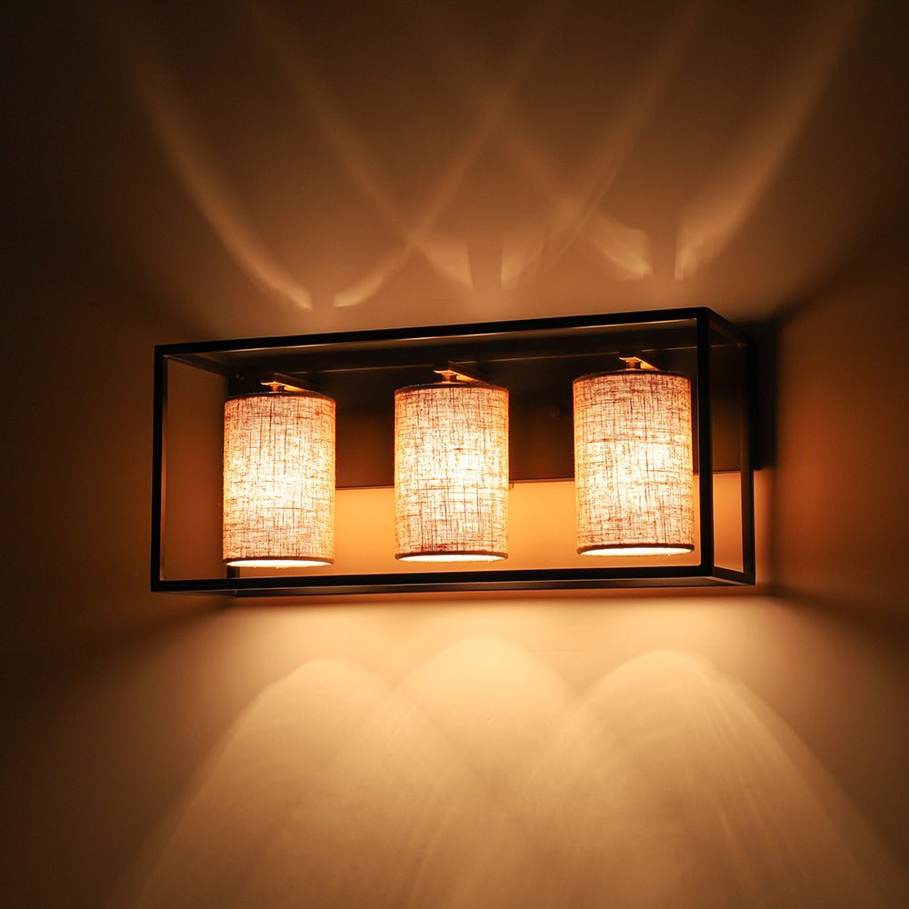 Plotuvum Rectangular Frame Linen Metal Wall Sconce