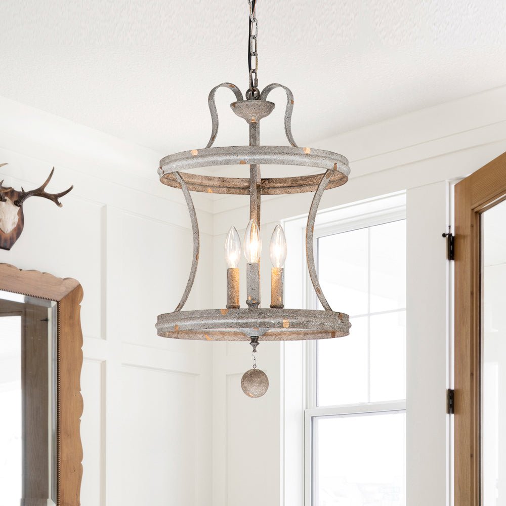 Ostium Shabby Chic Rusty Metal Lantern Pendant Light
