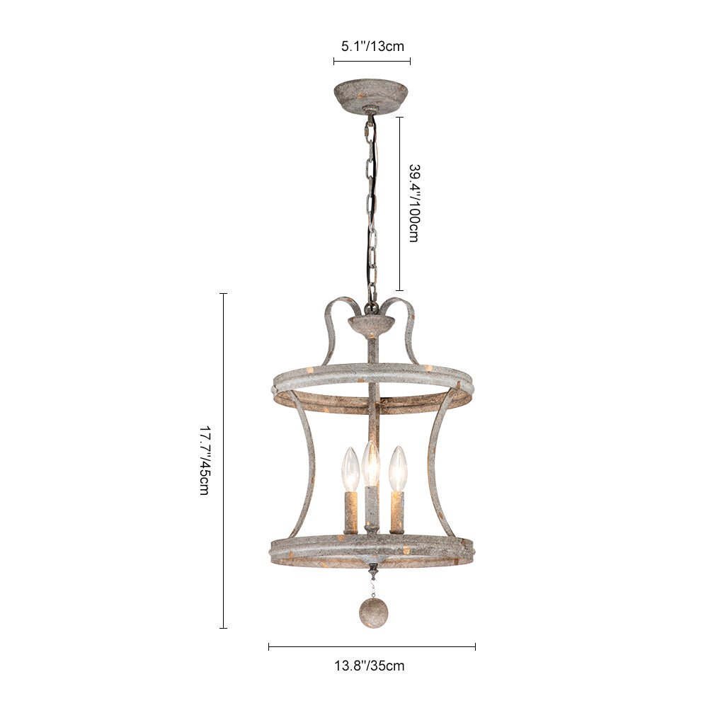 Ostium Shabby Chic Rusty Metal Lantern Pendant Light