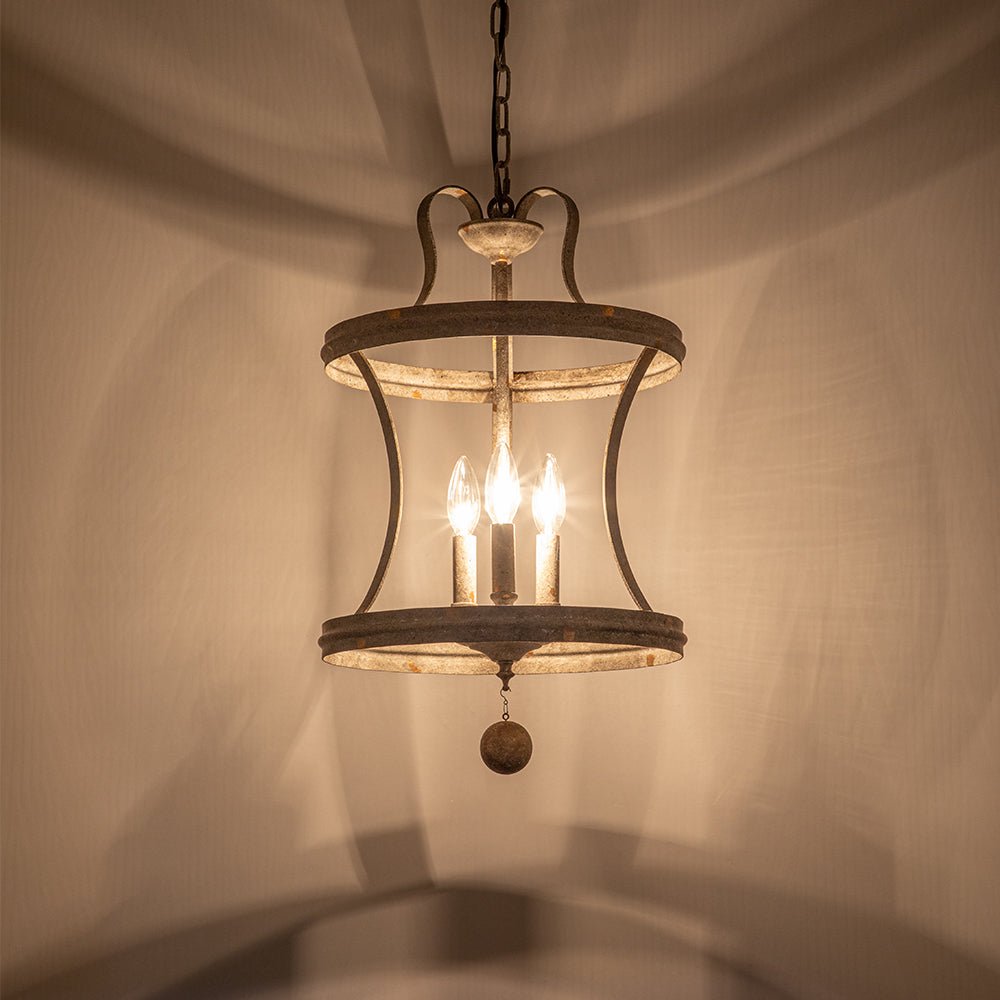 Ostium Shabby Chic Rusty Metal Lantern Pendant Light
