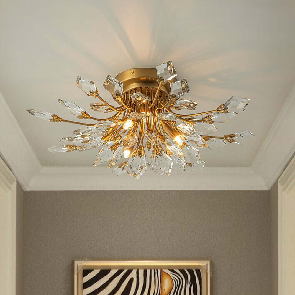 Himindró Bloom Metal Crystal Semi Flush Mount Light