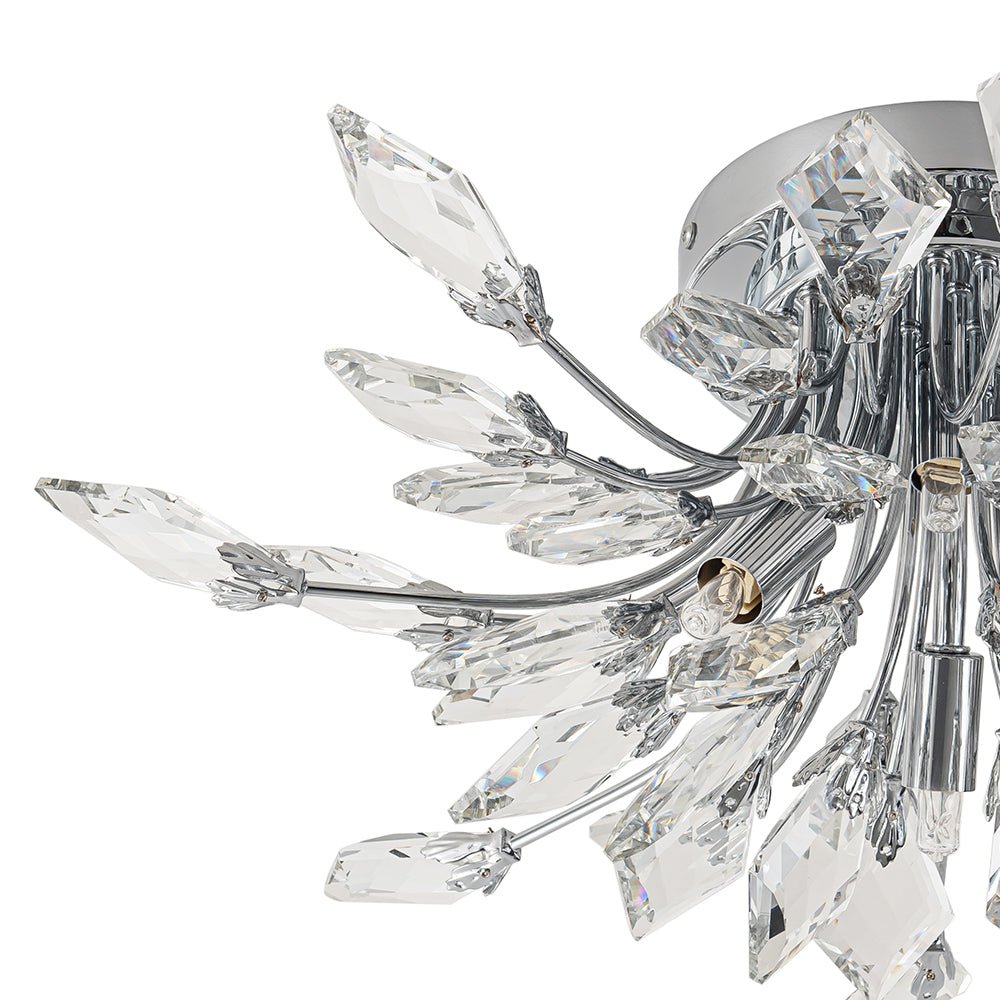 Himindró Bloom Metal Crystal Semi Flush Mount Light
