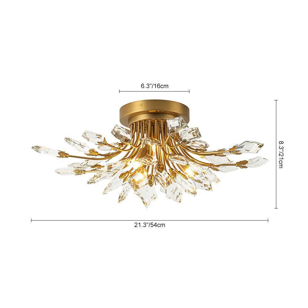 Himindró Bloom Metal Crystal Semi Flush Mount Light