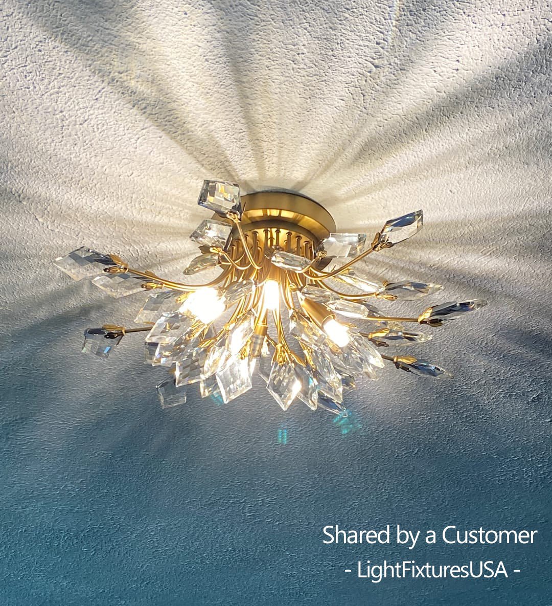 Himindró Bloom Metal Crystal Semi Flush Mount Light