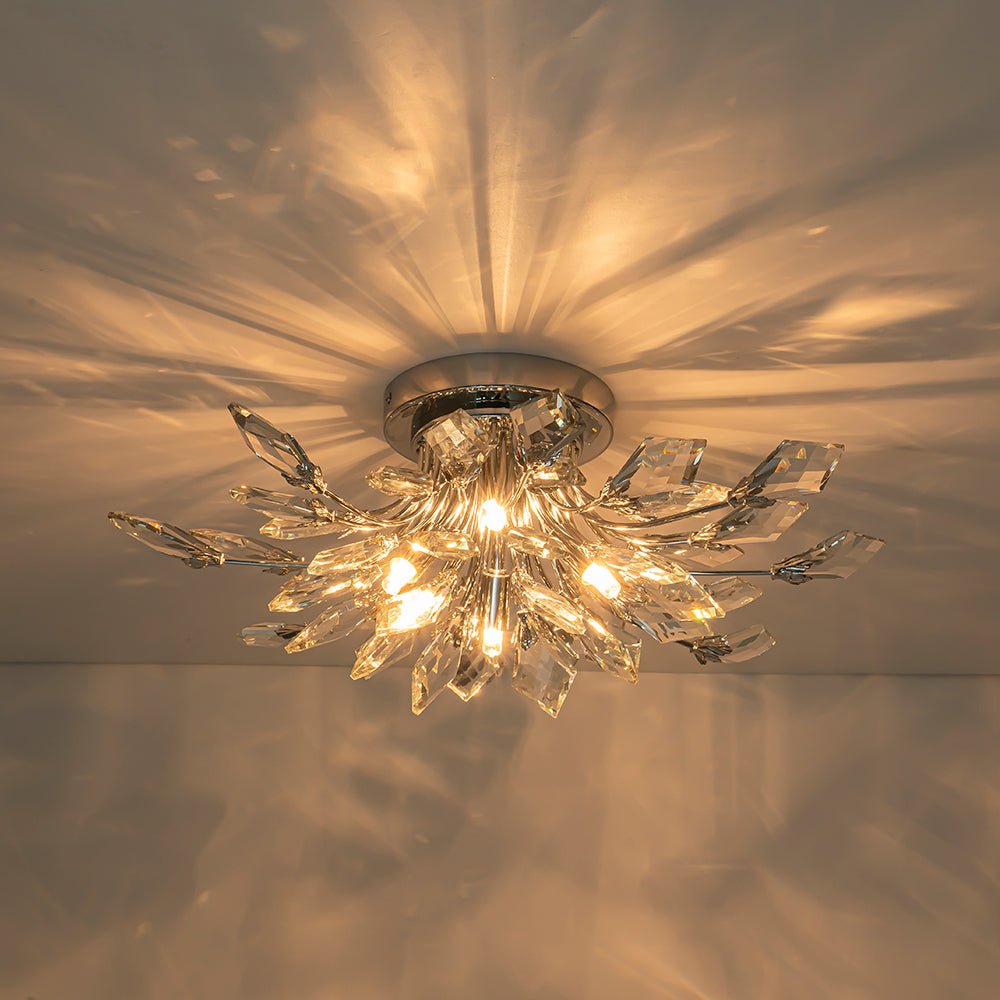 Himindró Bloom Metal Crystal Semi Flush Mount Light