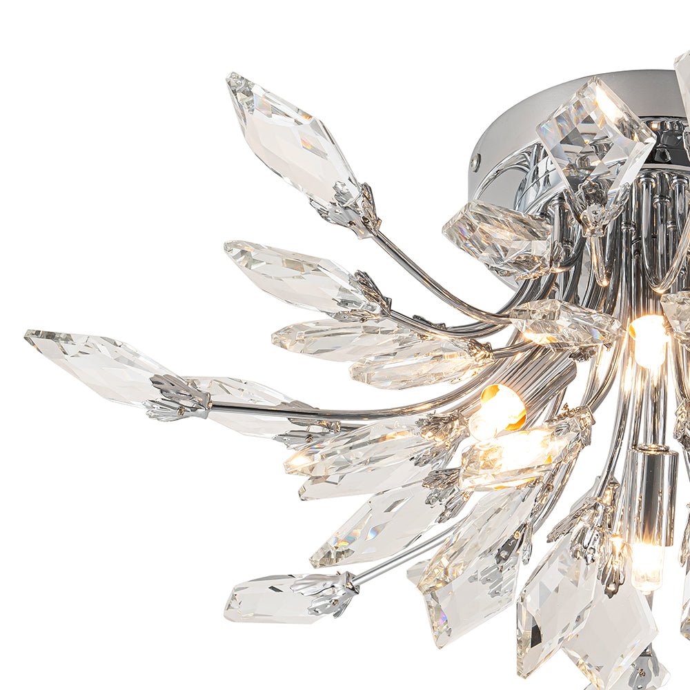 Himindró Bloom Metal Crystal Semi Flush Mount Light
