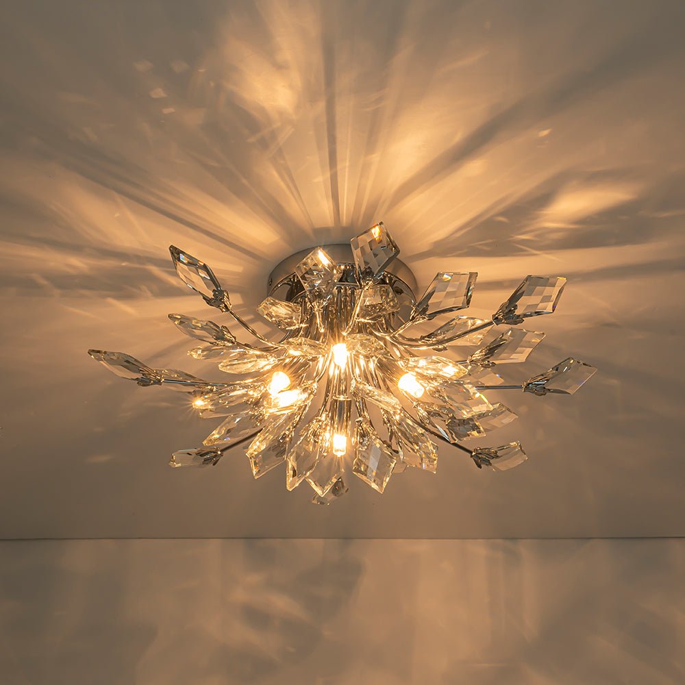 Himindró Bloom Metal Crystal Semi Flush Mount Light