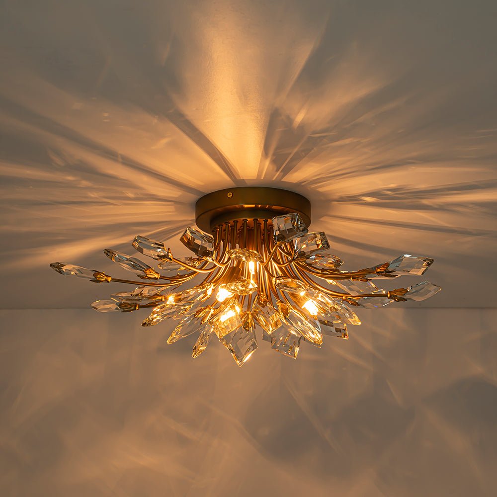 Himindró Bloom Metal Crystal Semi Flush Mount Light