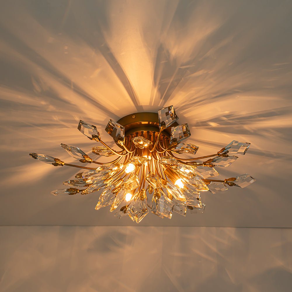 Himindró Bloom Metal Crystal Semi Flush Mount Light