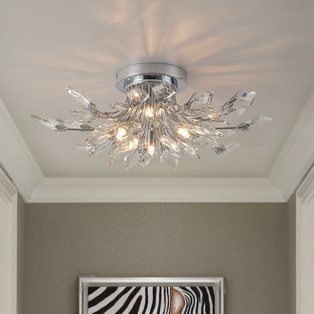 Himindró Bloom Metal Crystal Semi Flush Mount Light