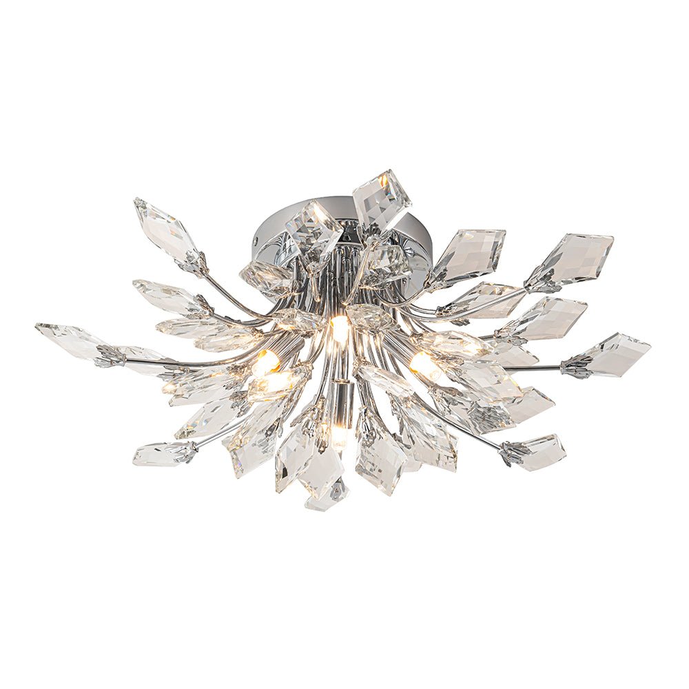 Himindró Bloom Metal Crystal Semi Flush Mount Light