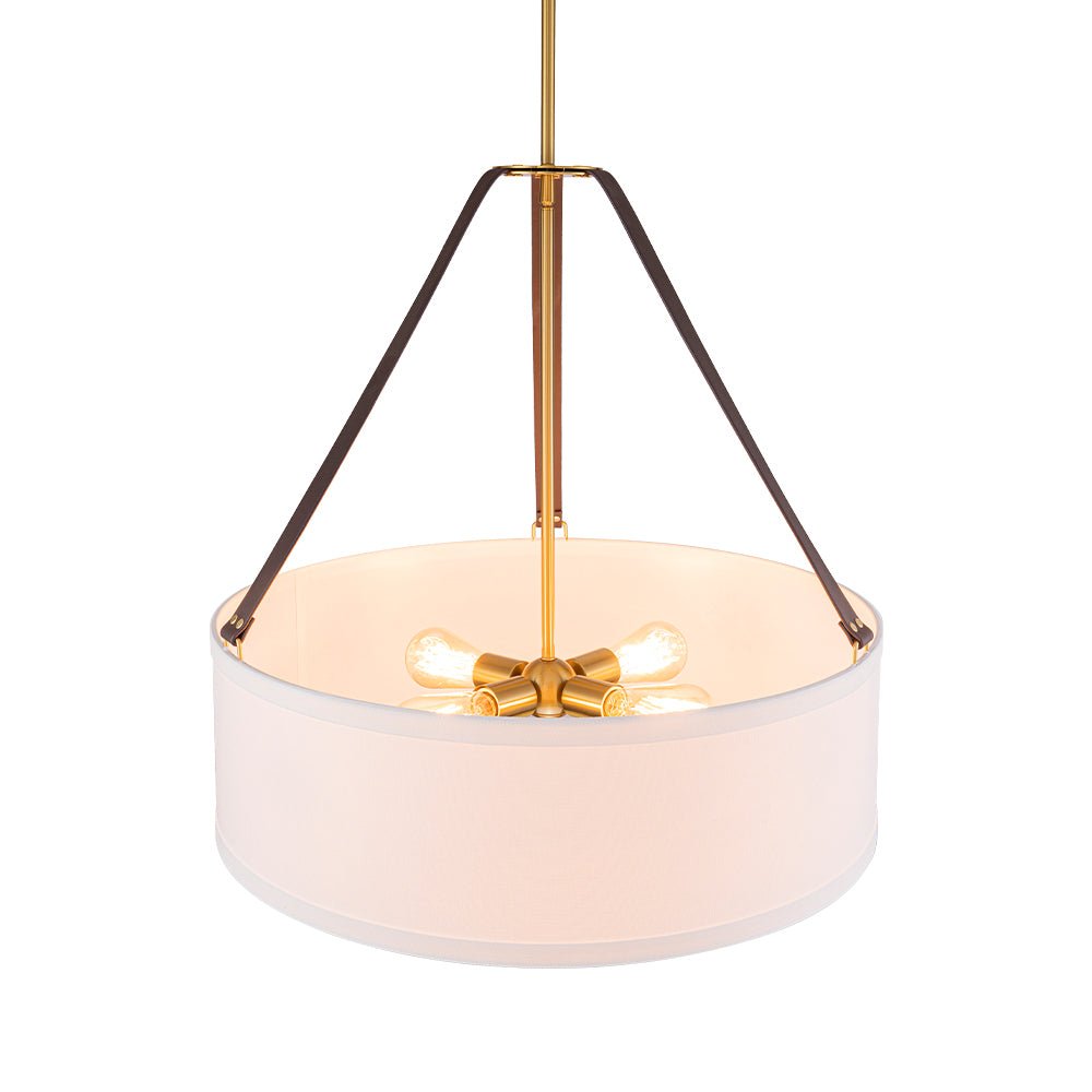 Tinduvo Modern Brass White Linen Pendant Light