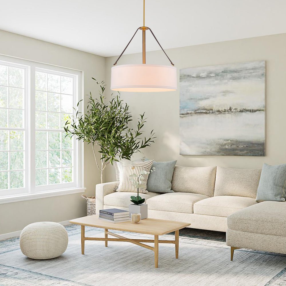 Tinduvo Modern Brass White Linen Pendant Light