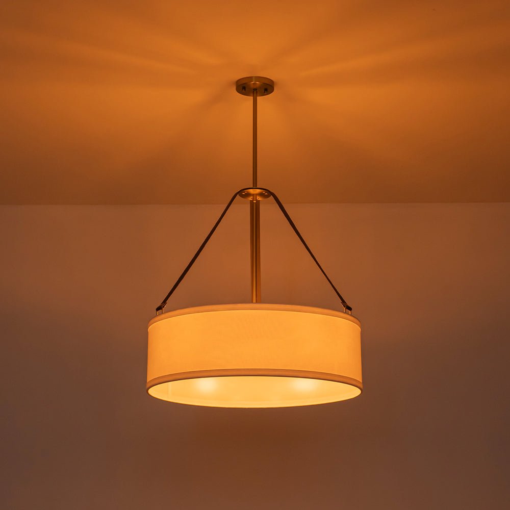 Tinduvo Modern Brass White Linen Pendant Light