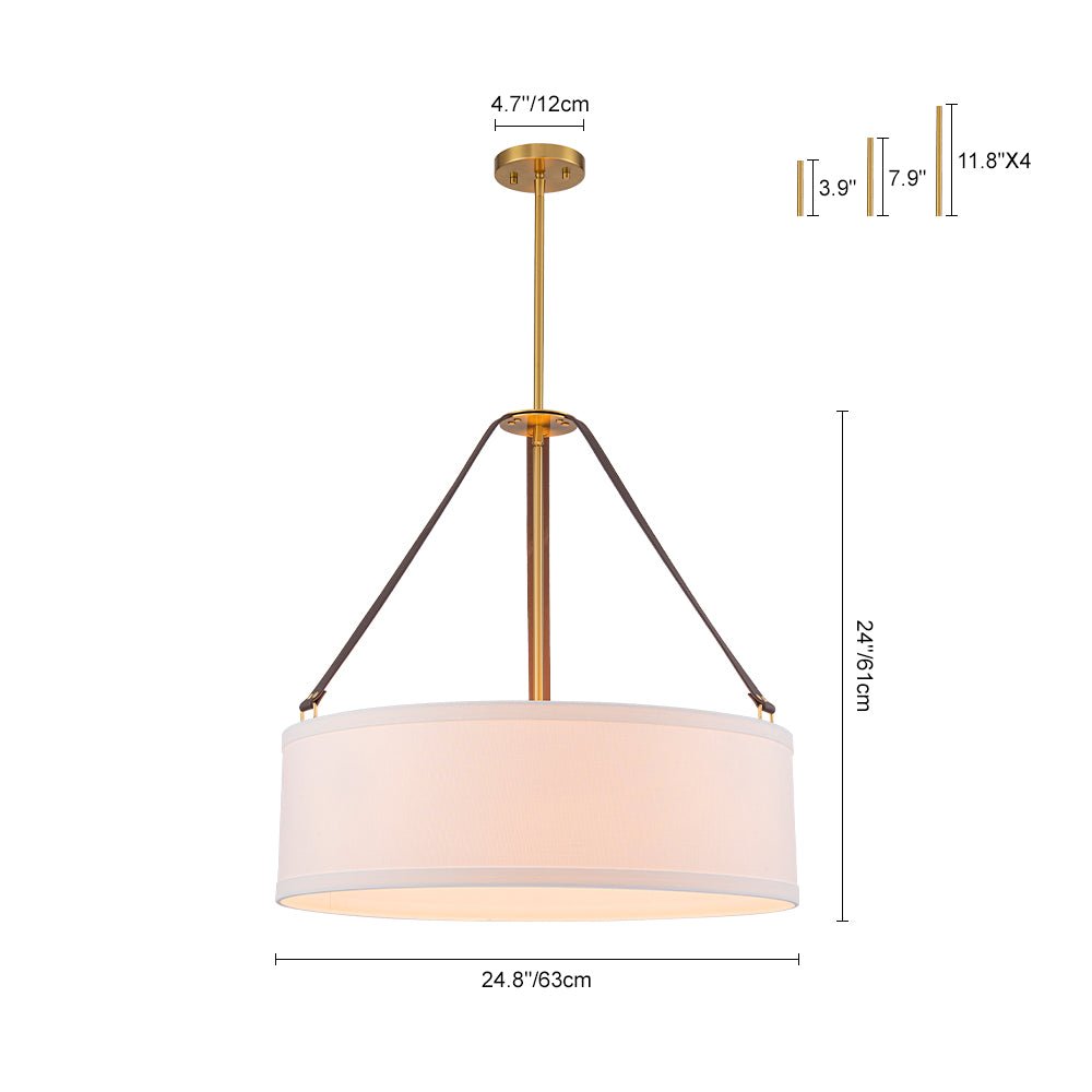 Tinduvo Modern Brass White Linen Pendant Light