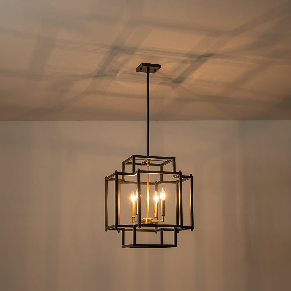 Himinuvya Candle Style Square Metal Lantern Pendant Light